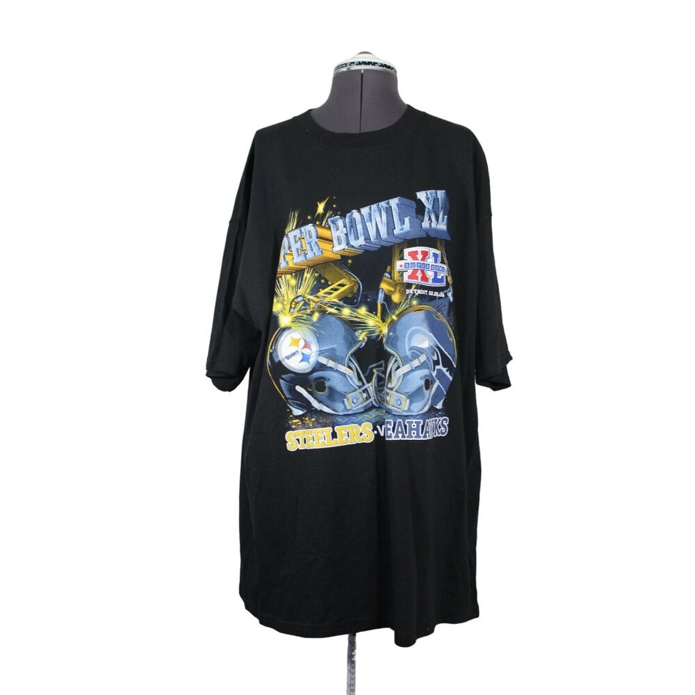 Super Bowl XL Steelers Seahawks graphic print collectible football t-shirt XL